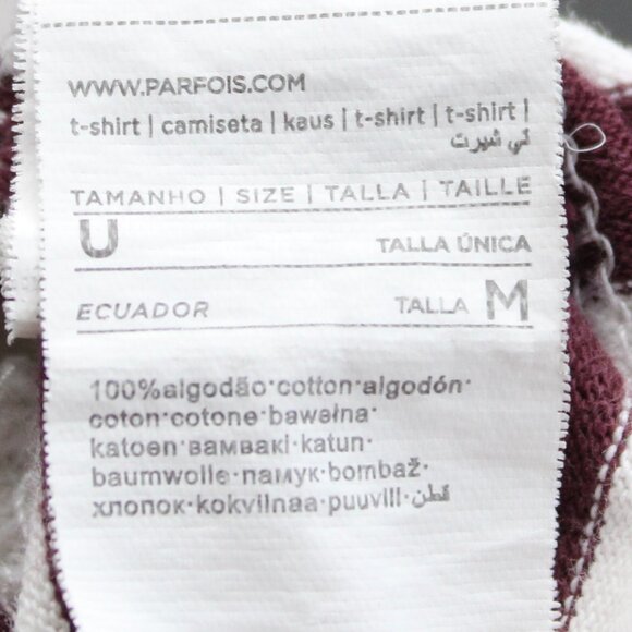 Parfois White Burgundy Womens Striped 3/4 Sleeve Cotton T-Shirt Top Size Medium - Picture 4 of 4